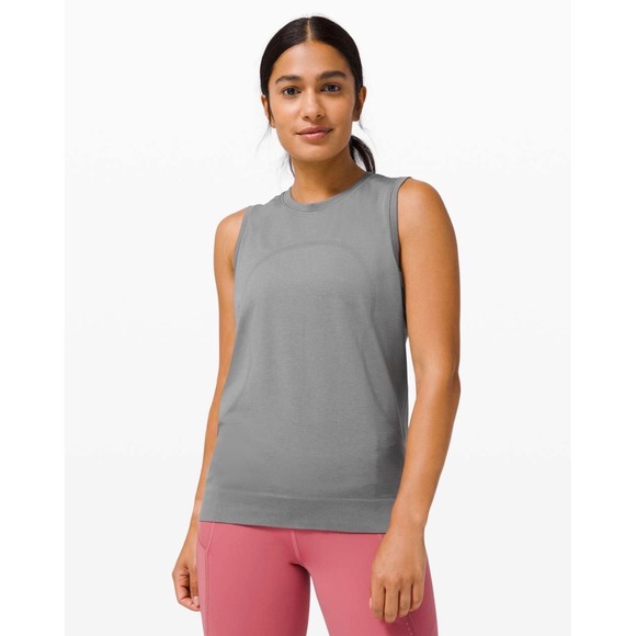 Lululemon Tops - Lululemon Swiftly Breathe Muscle Tank Top Grey Size 4 Seamless Athletic Running